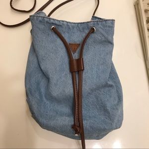 Guess Denim Drawstring Crossbody